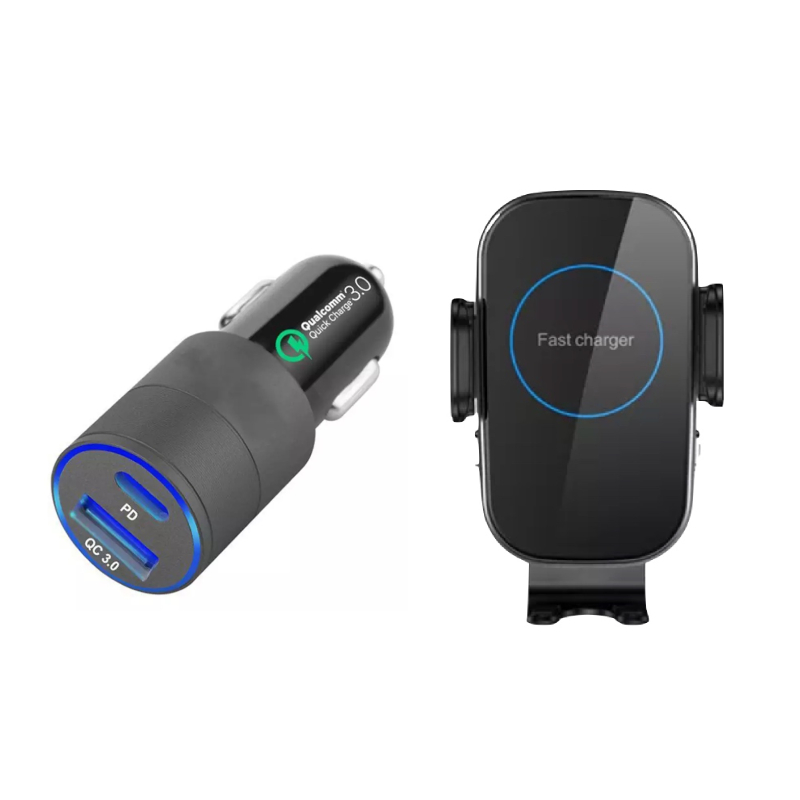 پایه نگهدارنده و شارژر بی‌سیم موبایل مدل Smart به همراه شارژر فندکی